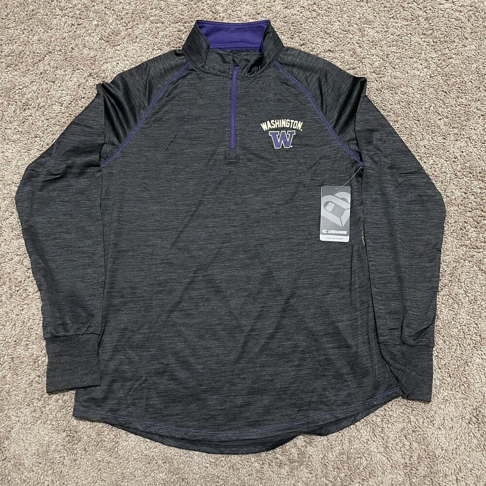 University of Washington Huskies Sweatshirt Womens XL Charcoal Grey 1/4 Zip NCAA - Picture 1 of 8